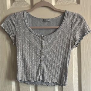 Brandy Melville Light Gray Button-Up Crop Top